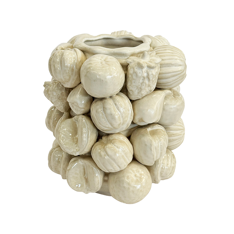 Ceramic Mixed Fruit Vase Ivory