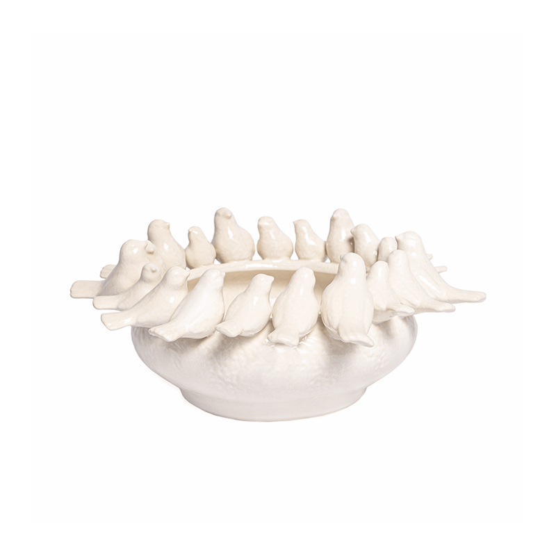 Ceramic Bird Bowl White
