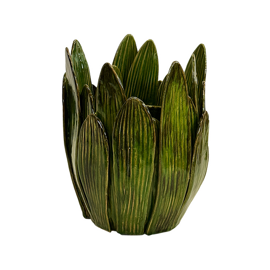 Ceramic Forest Leaf Vase Green