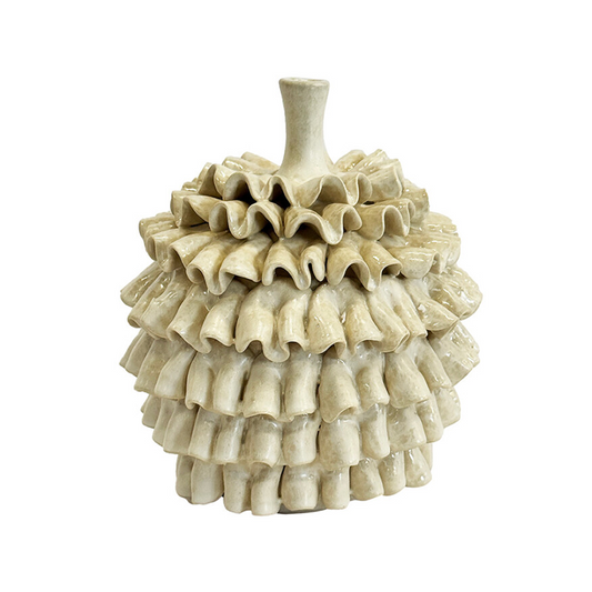 Ceramic Saturn Frill Pot Ivory