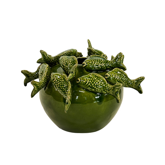 Ceramic Fish Vase Green