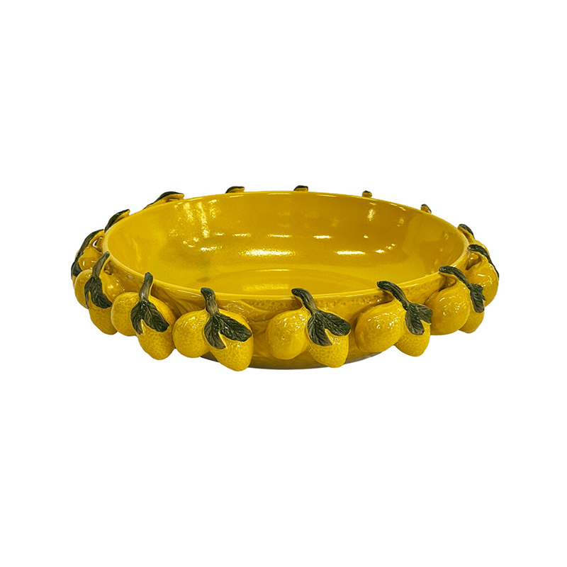 Ceramic Lemon Platter Yellow/Green