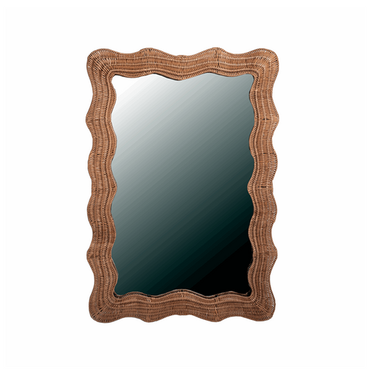 Rattan Mirror Brown Small