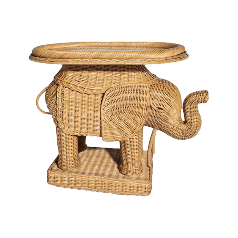 Rattan Elephant Side Table