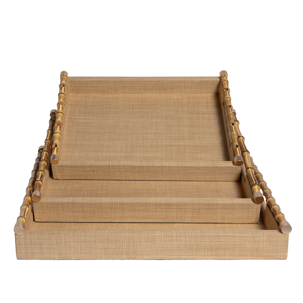 Raffia Tray Bamboo Handles