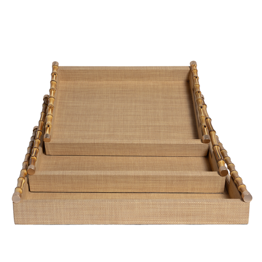Raffia Tray Bamboo Handles