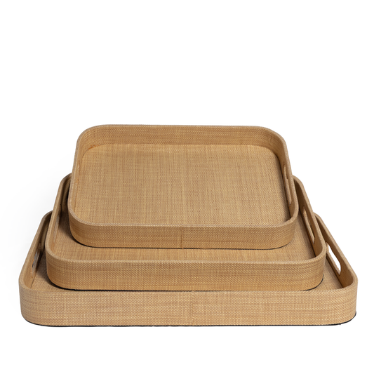 Raffia Skin Rectangle Tray