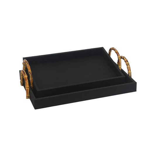 Shargreen Tray Bamboo Handles Black
