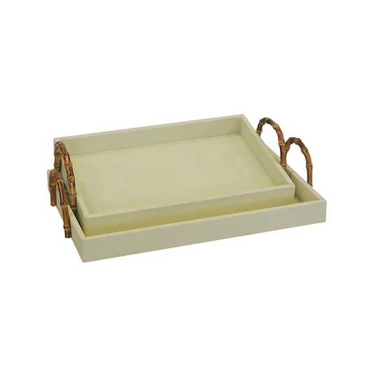 Shargreen Tray Bamboo Handles Cream