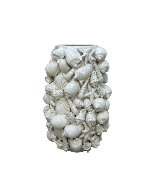Beach Shell Vase White